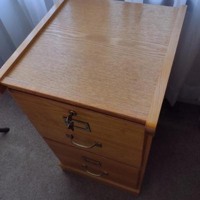 Double Door Wood Finish Filing Cabinet with Key