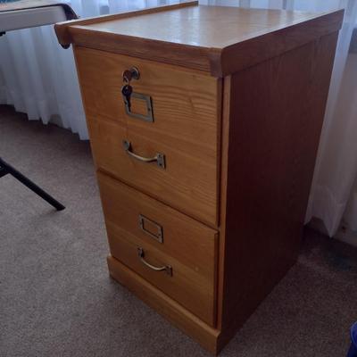 Double Door Wood Finish Filing Cabinet with Key
