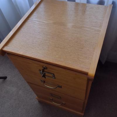 Double Door Wood Finish Filing Cabinet with Key