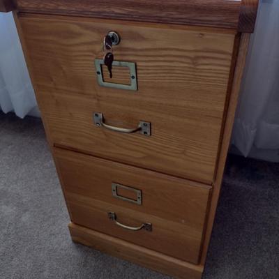 Double Door Wood Finish Filing Cabinet with Key