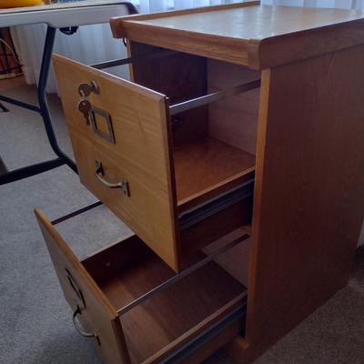Double Door Wood Finish Filing Cabinet with Key