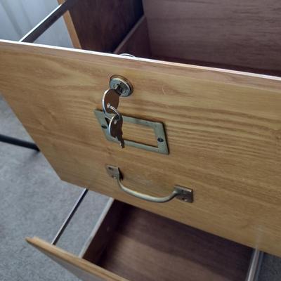 Double Door Wood Finish Filing Cabinet with Key