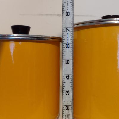 Vintage Enameled Metal Canister Set- Four Pieces