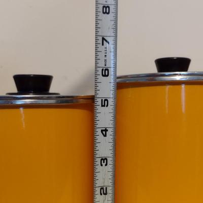 Vintage Enameled Metal Canister Set- Four Pieces