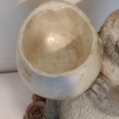 Resin Rabbit Figure with Egg Trinket Box