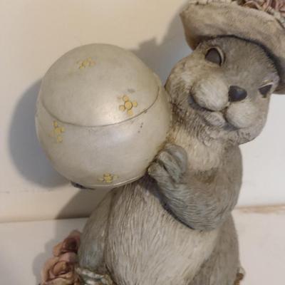 Resin Rabbit Figure with Egg Trinket Box