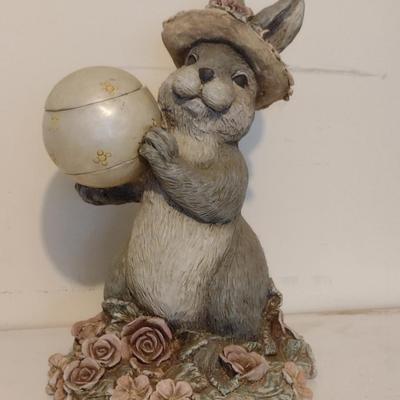 Resin Rabbit Figure with Egg Trinket Box