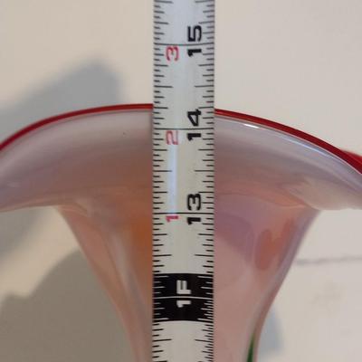 Colorful Art Glass Trumpet Vase- Approx 14 1/4" Tall