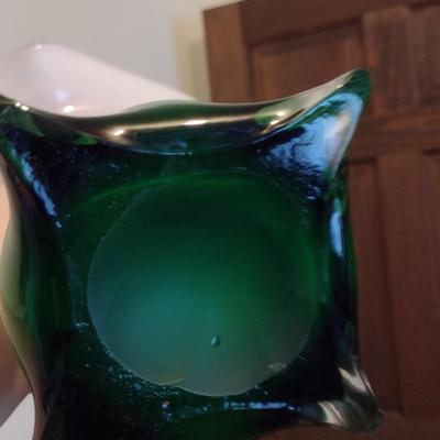 Colorful Art Glass Trumpet Vase- Approx 14 1/4" Tall