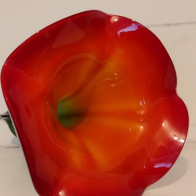 Colorful Art Glass Trumpet Vase- Approx 14 1/4" Tall