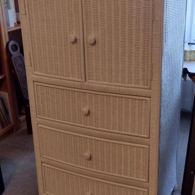 Wicker Armoire/Storage Cabinet- Approx 49 3/4" Tall