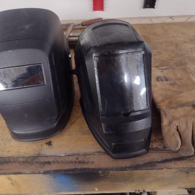Pair of Welding Helmets and Gloves for Hot Work