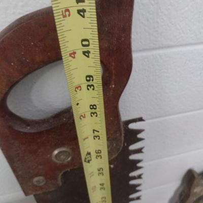 Vintage Warranted Superior Crosscut Saw and Unmarked Hand Saw