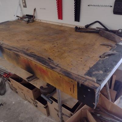 Hand Crafted Worktable on Castors (No Contents)