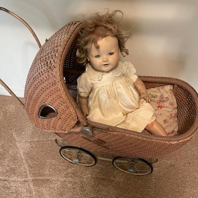Sale Photo Thumbnail #58: Vintage doll and stroller 