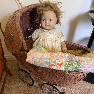 Sale Photo Thumbnail #138: Antique buggy and doll 