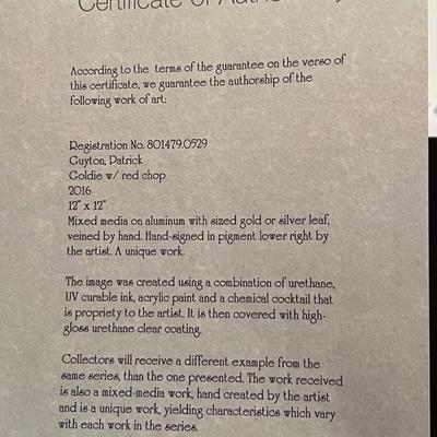 Patrick Guyton “Goldie W/Red Chop” Inc. COA & Signed (LR-RG)
