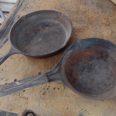 Pair of Cast Iron and Metal Skillets
