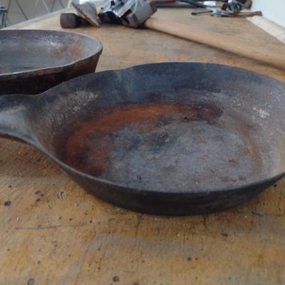 Pair of Cast Iron and Metal Skillets