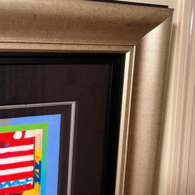 “Flag With Heart On Blends” By Peter Max - Inc. COA & Signed (H-RG)