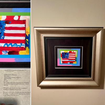 “Flag With Heart On Blends” By Peter Max - Inc. COA & Signed (H-RG)