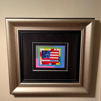 “Flag With Heart On Blends” By Peter Max - Inc. COA & Signed (H-RG)