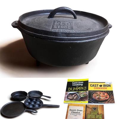 Cast Iron Red Stone Dutch Oven & More Cast Iron Skillets (SRC-MG)