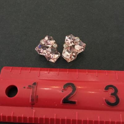Beautiful blush pink crystal ice cube blocked stud earrings