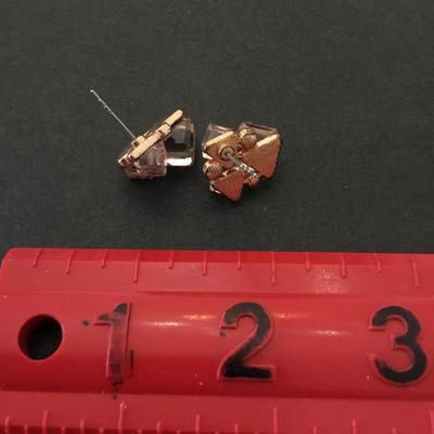 Beautiful blush pink crystal ice cube blocked stud earrings