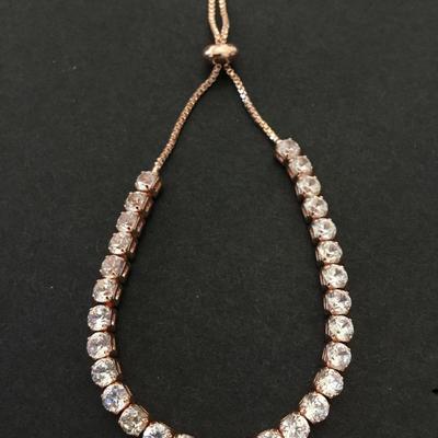 Beautiful rose, gold, toned, crystal slider bracelet