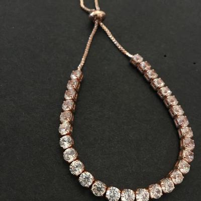 Beautiful rose, gold, toned, crystal slider bracelet