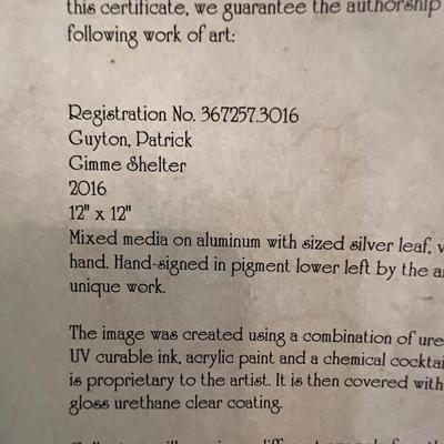 “Gimme Me Shelter” By Patrick Guyton Inc. COA & Signed (FE-RG)