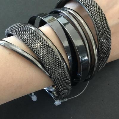 Gun metal, gray bangle, bracelets,