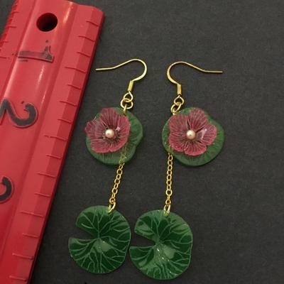 Lily pad dangle earrings