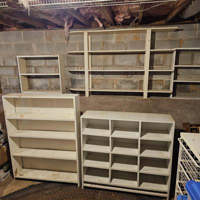Five White Wood Shelving Units & More (SRB-JS)