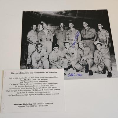 Sale Photo Thumbnail #294: This auction lot is for a Photograph and Autograph of Col. Paul Winfield Tibbets, Pilot of the Enola Gay Aircraft.  Paul Warfield Tibbets Jr. was a brigadier general in the United States Air Force. He is best known as the aircraft captain who flew the B-2
