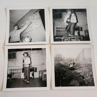 Sale Photo Thumbnail #301: This auction lot is for a series of Playing War Photographs.  Taken in the 1940s these photographs are from a few moments in a real boys life.