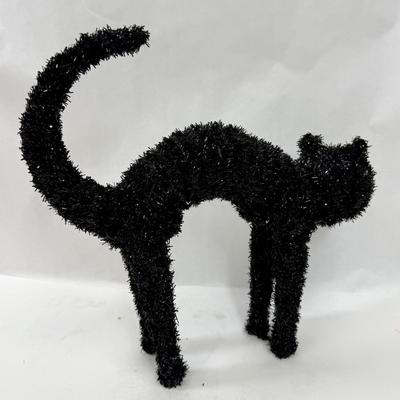 Sale Photo Thumbnail #153: Sign and pumpkin are ceramic, cat is a stiff chenille-like material.  All in good condition.
