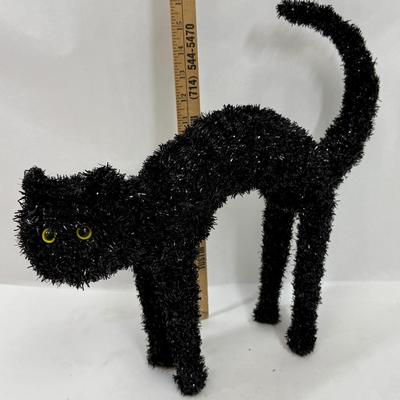 Sale Photo Thumbnail #152: Sign and pumpkin are ceramic, cat is a stiff chenille-like material.  All in good condition.