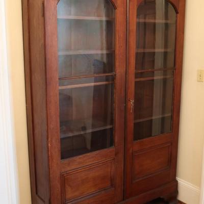 Antique Glass-Front Cabinet with Arched Doors