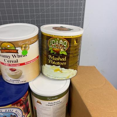 6 Cans of #10 Mixed Lot of Milk, Onion, Flour & Potatoes