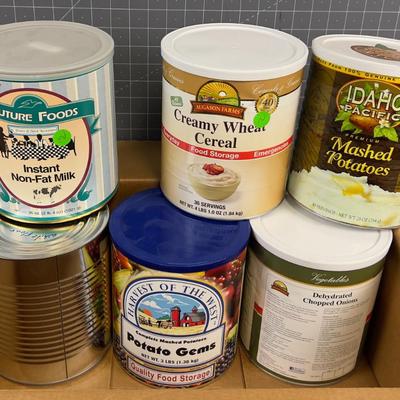 6 Cans of #10 Mixed Lot of Milk, Onion, Flour & Potatoes