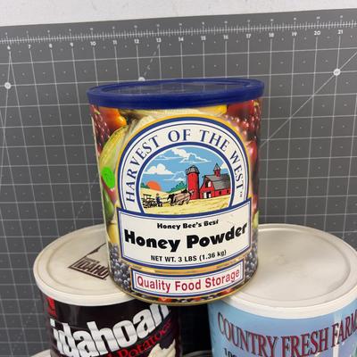 Cans of Milk, Potatoes Honey Flour - Food Storage #10 Cans 