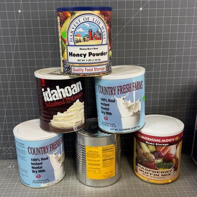 Cans of Milk, Potatoes Honey Flour - Food Storage #10 Cans 