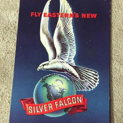 EASTERN AIRLINES SILVER FALCON ADVERTISING POSTCARD 1950s