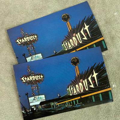 old las vegas STARDUST HOTEL CASINO POSTCARD pair c1970 