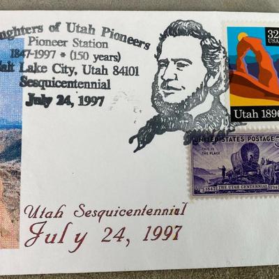 DAUGHTERS UTAH PIONEERS SESQUICENTENNIAL COMMEMORATIVE STAMPS 1997 FDC 