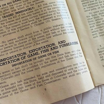 1947 COLORADO HUNTING & FISHING REGULATIONS BOOKLET 