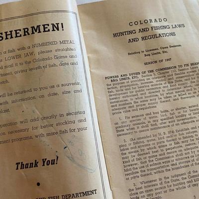 1947 COLORADO HUNTING & FISHING REGULATIONS BOOKLET 