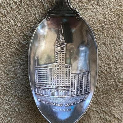 antique CHICAGO SILVERPLATE SOUVENIR SPOON MONTGOMERY WARD TOWER